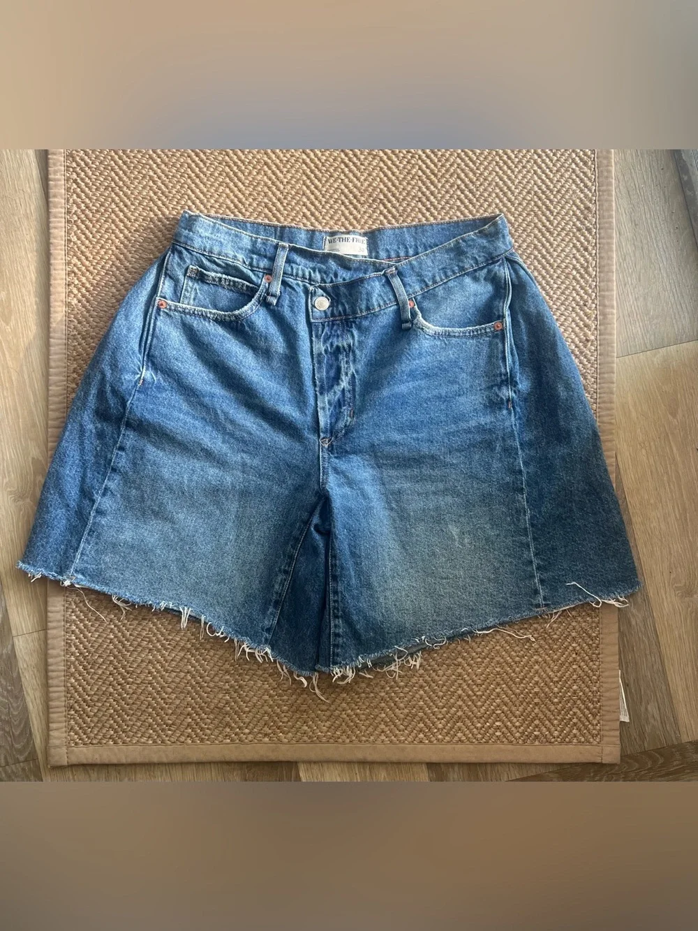 We The Free Boomerang High Rise Long Denim Shorts Size 30